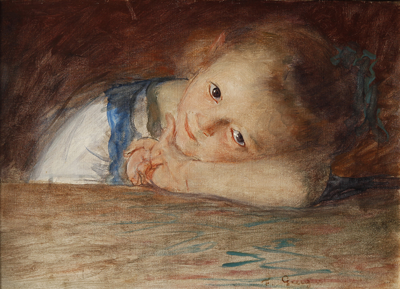 François-Joseph Guiguet, Petite fille appuyée sur son bras, 