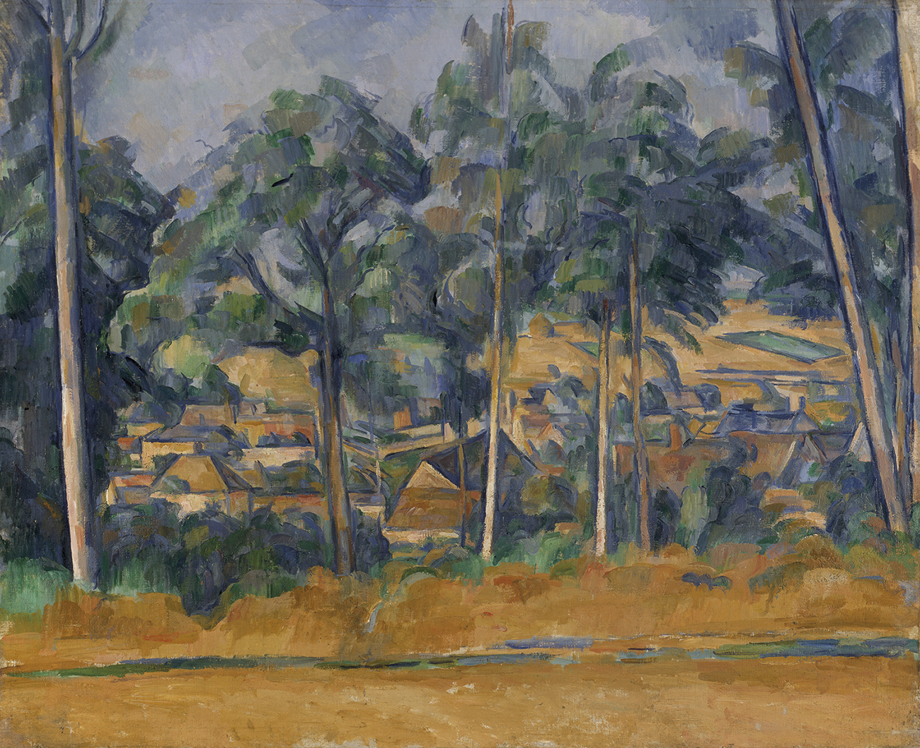 Paul Cezanne Village derrière les arbres (Marines), vers 1898
